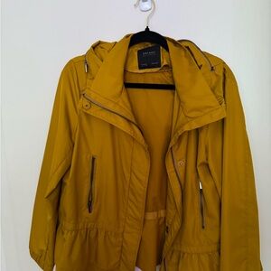 Zara Yellow Utility Jacket with High Collar and Asymmetrical Zipper